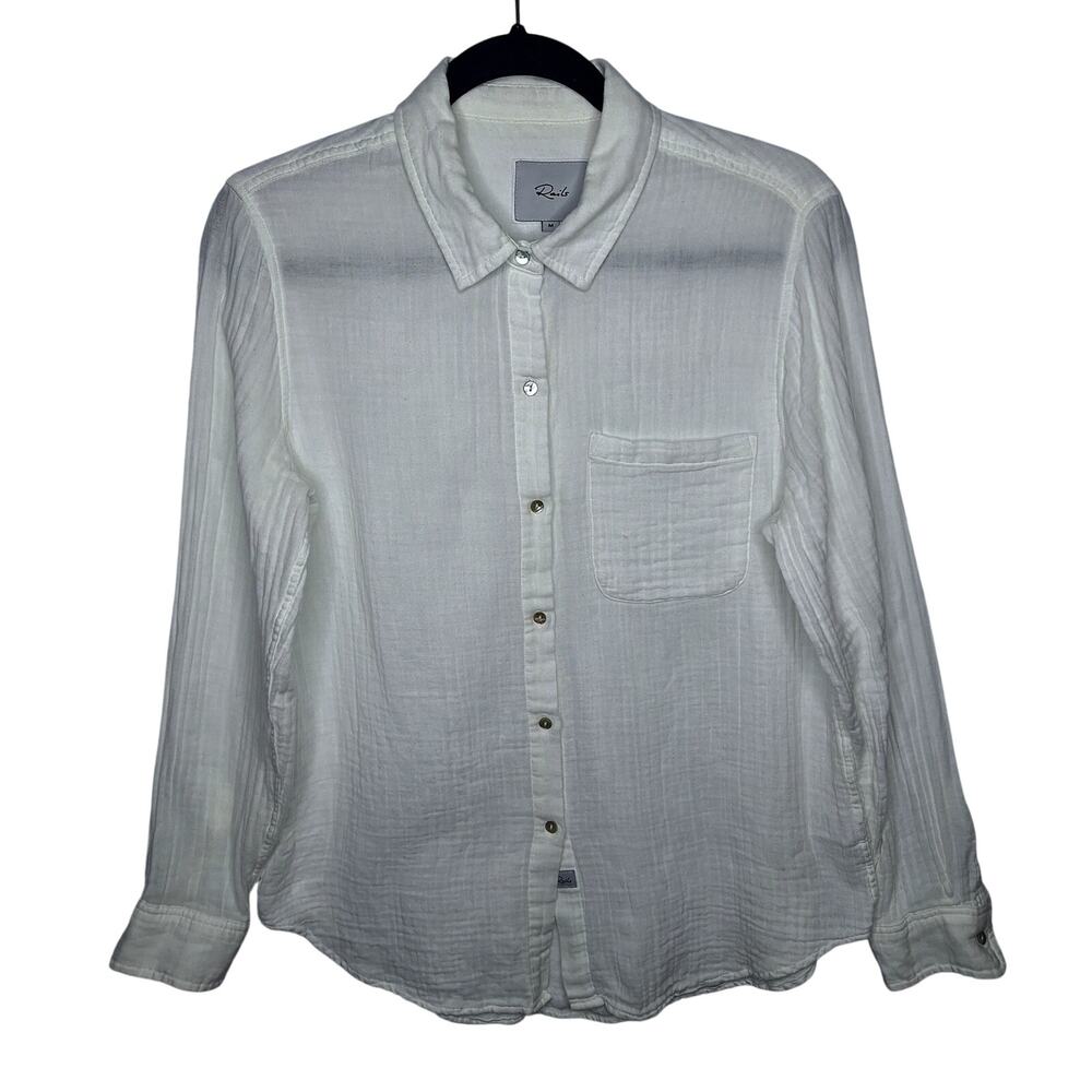 Rails Ellis Button Up Shirt Women's Medium Organic Cotton Gauze Minimalist Boho